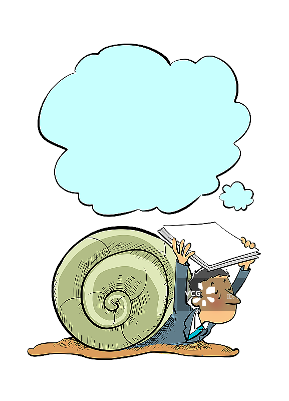 举着文件的蜗牛男子图片素材