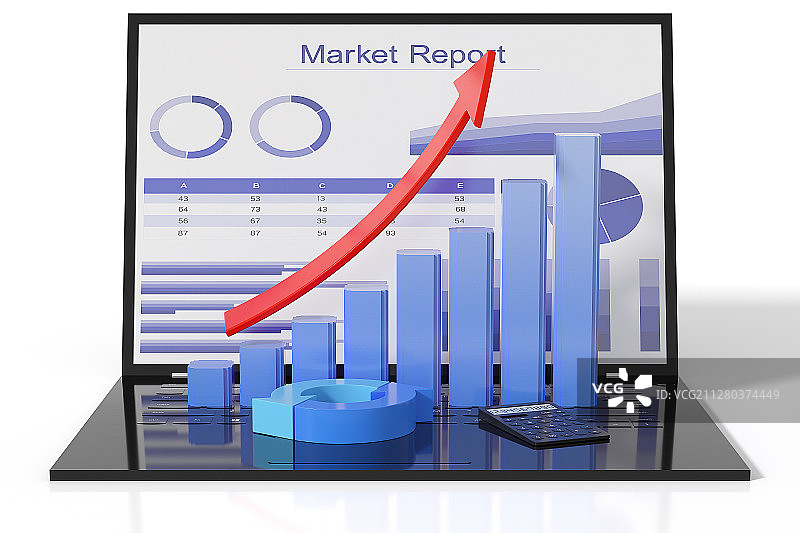 3D财经图标和数据图片素材