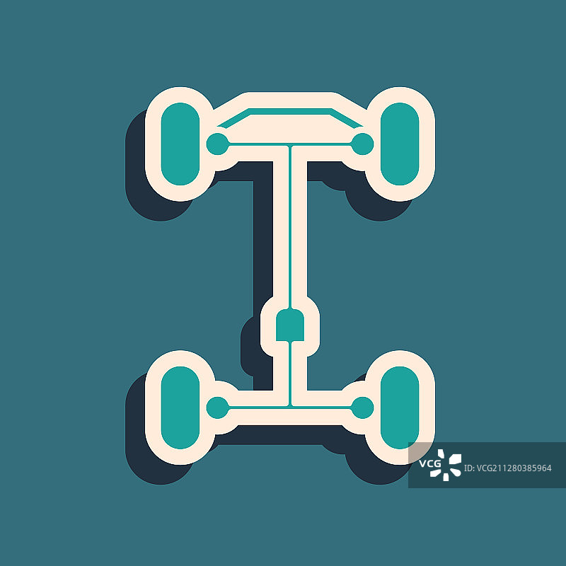 蓝色背景上的绿色底盘汽车图标图片素材