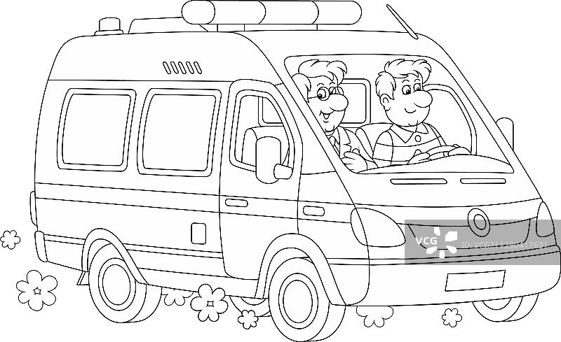 配备医生和司机的救护车图片素材