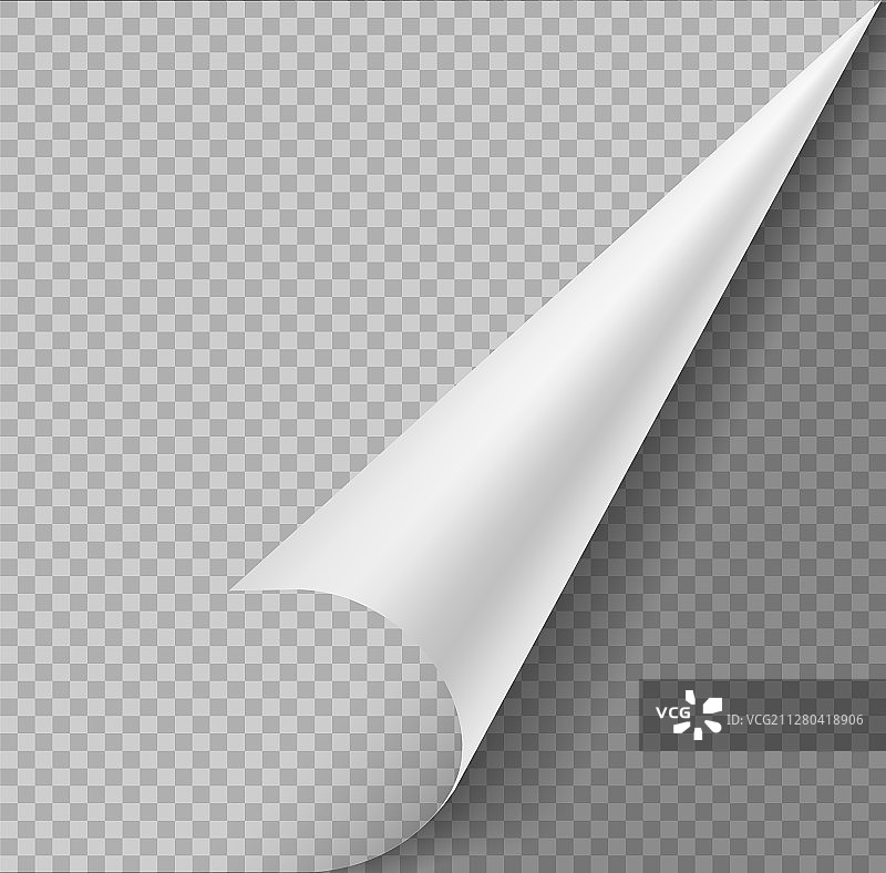 卷曲的角落纸张空白页或贴纸图片素材