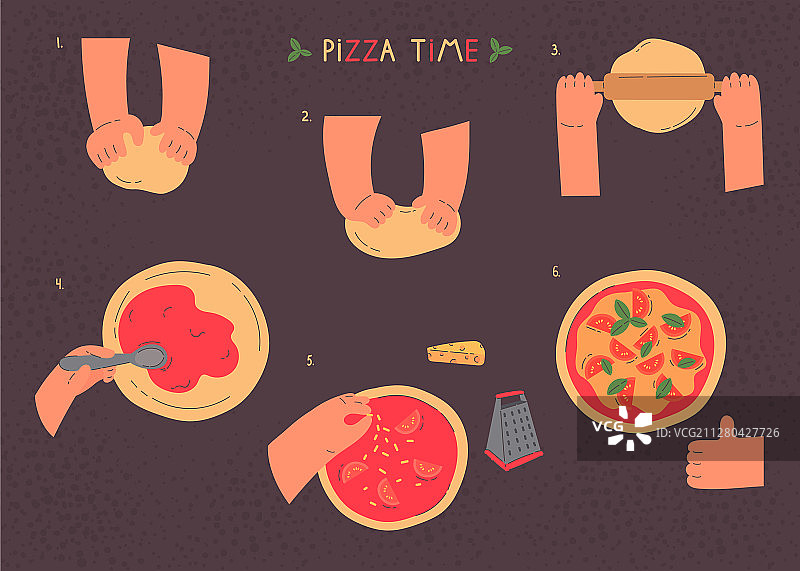 手揉面团制作披萨的独立符号图片素材