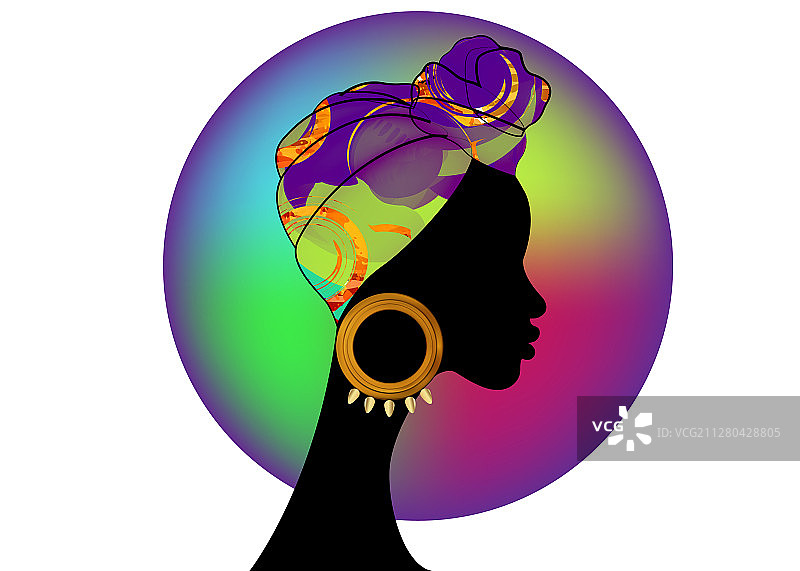 戴彩色头巾的非洲女性肖像图片素材