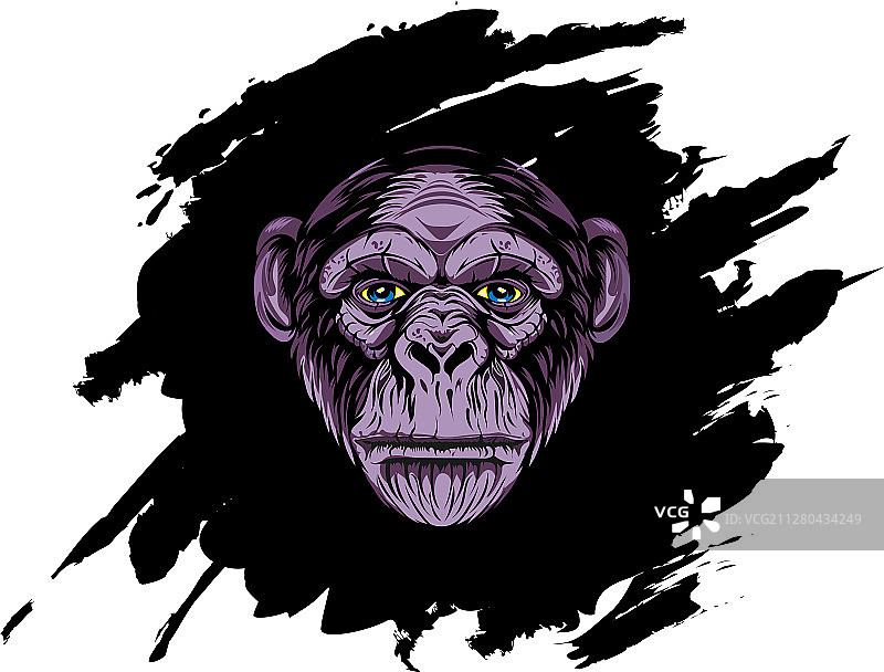 抽象背景下的猩猩头像图片素材