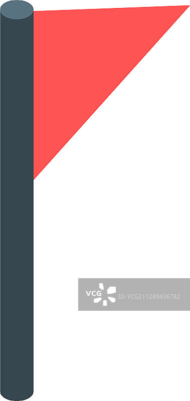 红色足球角旗图标2.5D风格图片素材