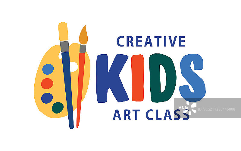 儿童艺术班扁平风格创意标志图片素材