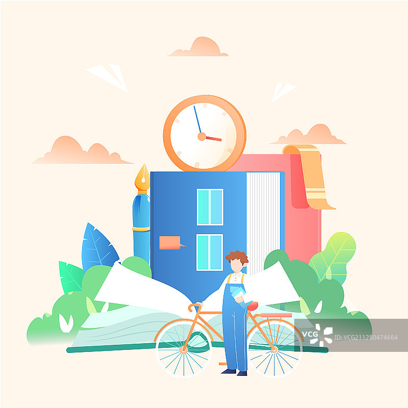 在线教育学习课程中高考知识培训开学新学期矢量插画图片素材