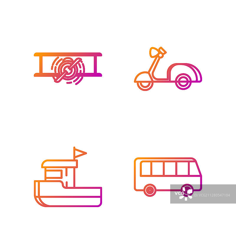 公共汽车、渔船和复古老式汽车图片素材