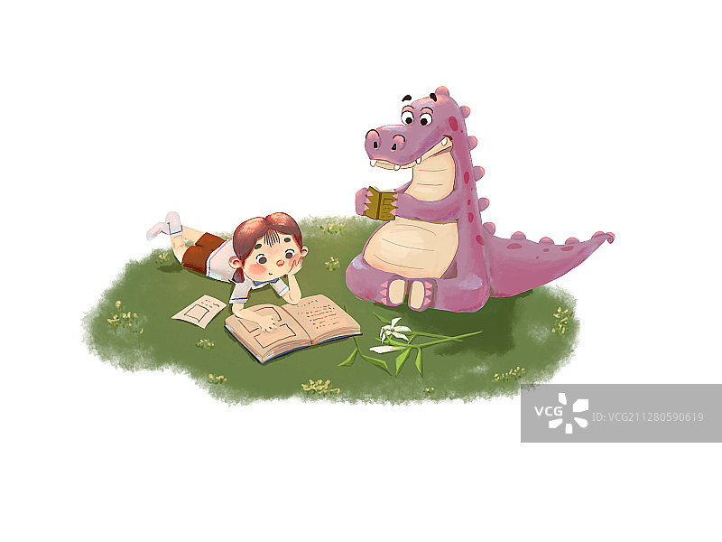 阅读小场景插画图片素材