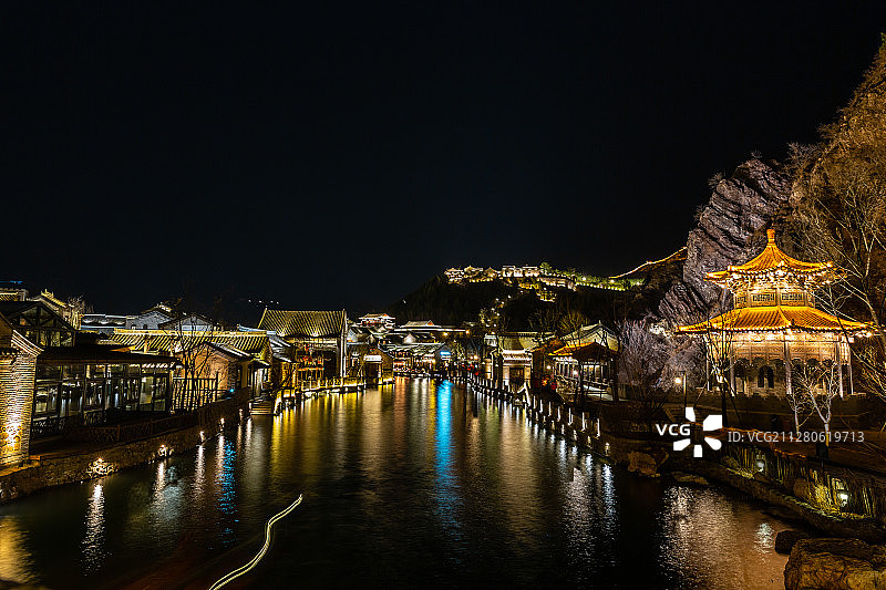 北京古北水镇夜景图片素材