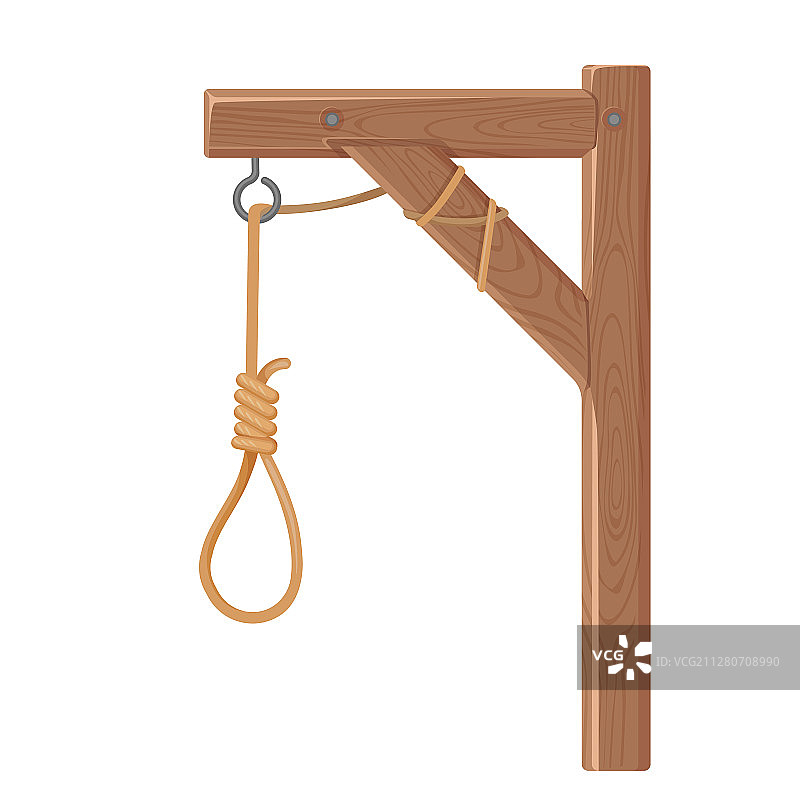 带绳索和绞索的绞刑架，处决死亡图片素材