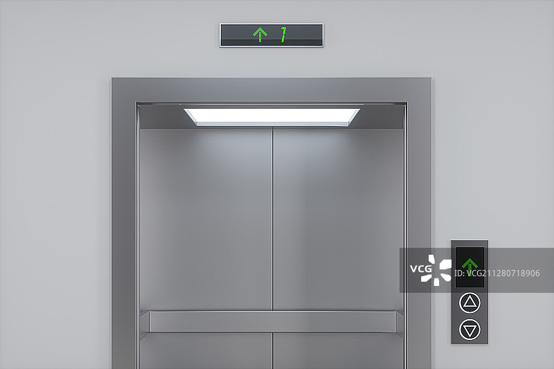 打开着的升降电梯 3D渲染图片素材