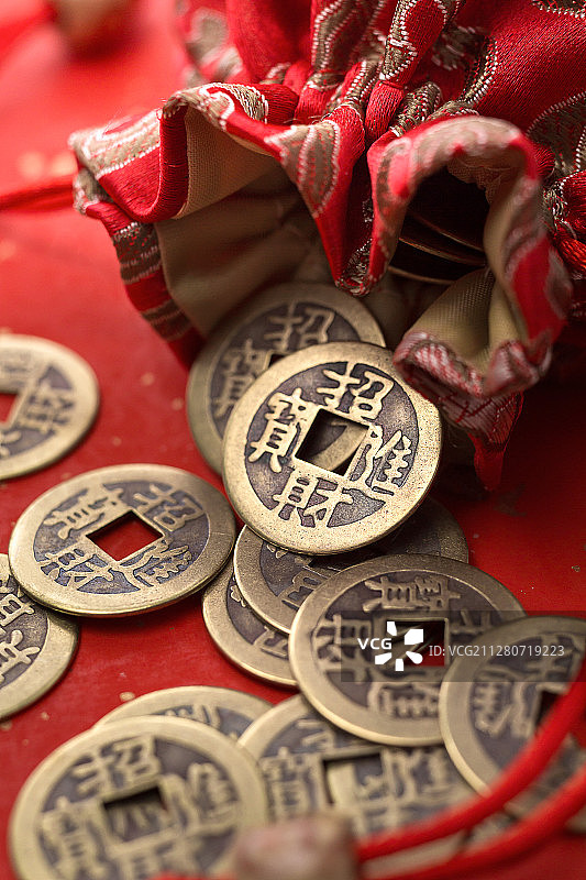 招财进宝铜币铜钱图片素材