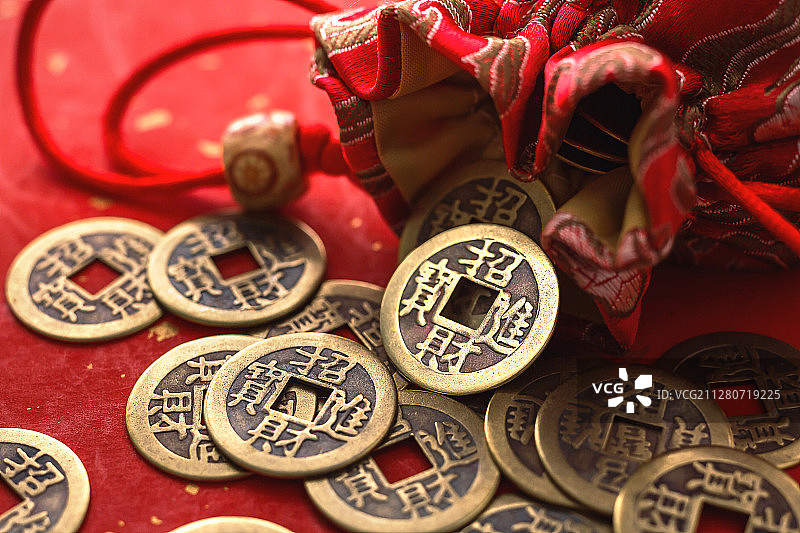 招财进宝铜币铜钱图片素材