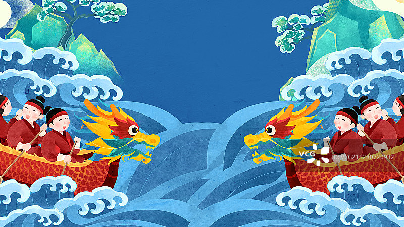 端午节龙舟节划龙舟竞赛插画图片素材