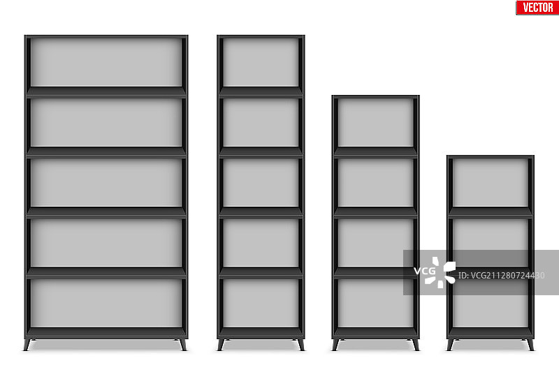 空置的带隔板置物架或书架图片素材