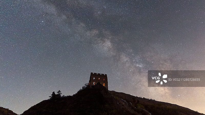 长城烽火台银河图片素材