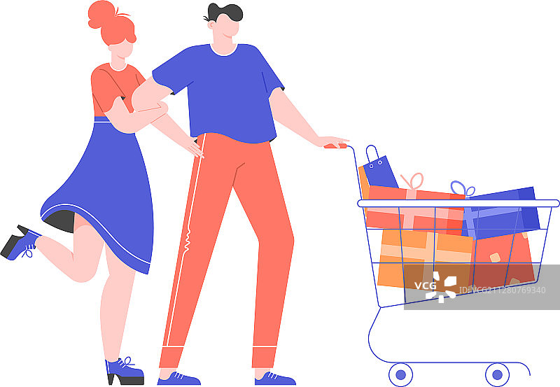 年轻夫妇购买礼物图片素材