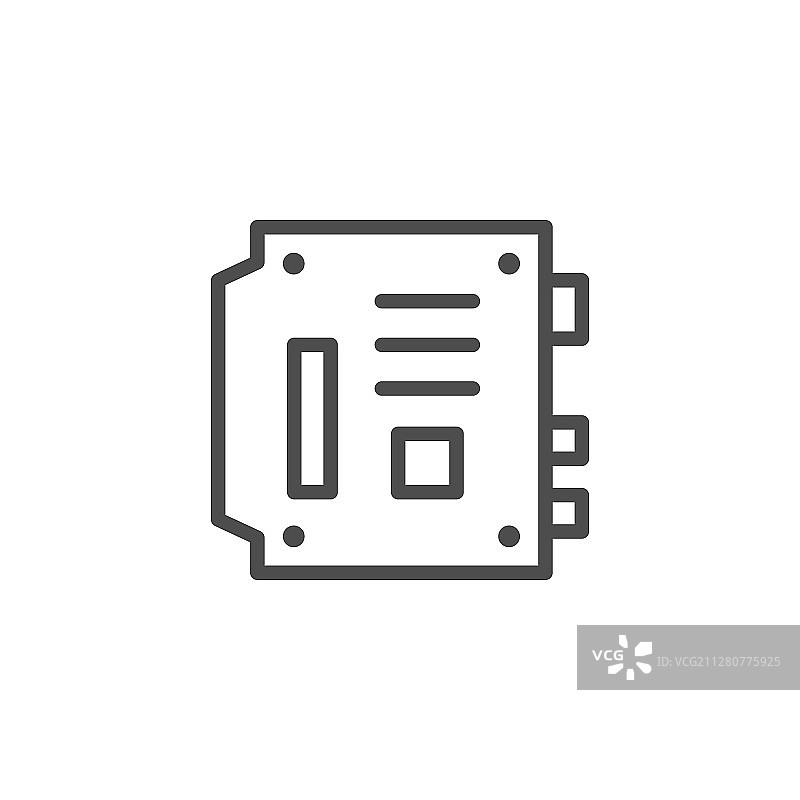 电脑主板线条轮廓图标图片素材