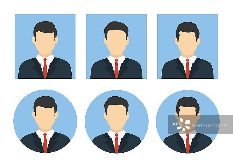 扁平风格的商务男人头像图片素材