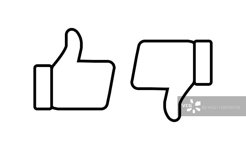 点赞和踩扁平图标图片素材