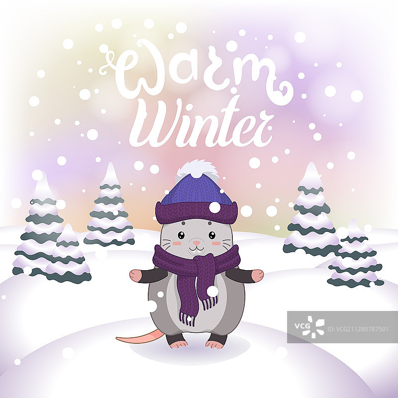 与可爱负鼠共度的冬天图片素材
