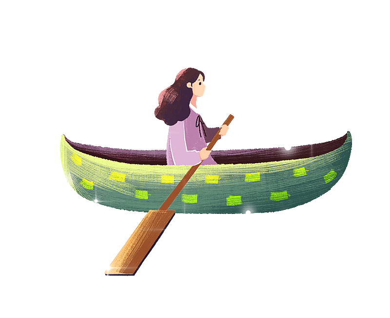 划船的清新女孩图片素材