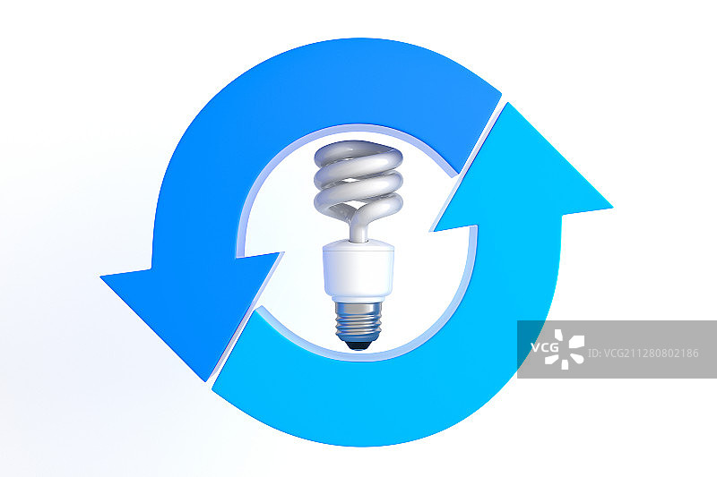 3D回收符号和节能灯泡图片素材