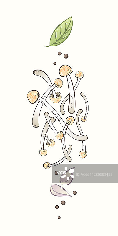 香辣蘑菇罗勒叶食谱图片素材