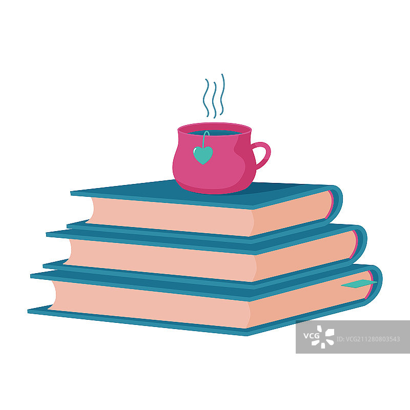 堆叠的书籍和茶杯咖啡图片素材