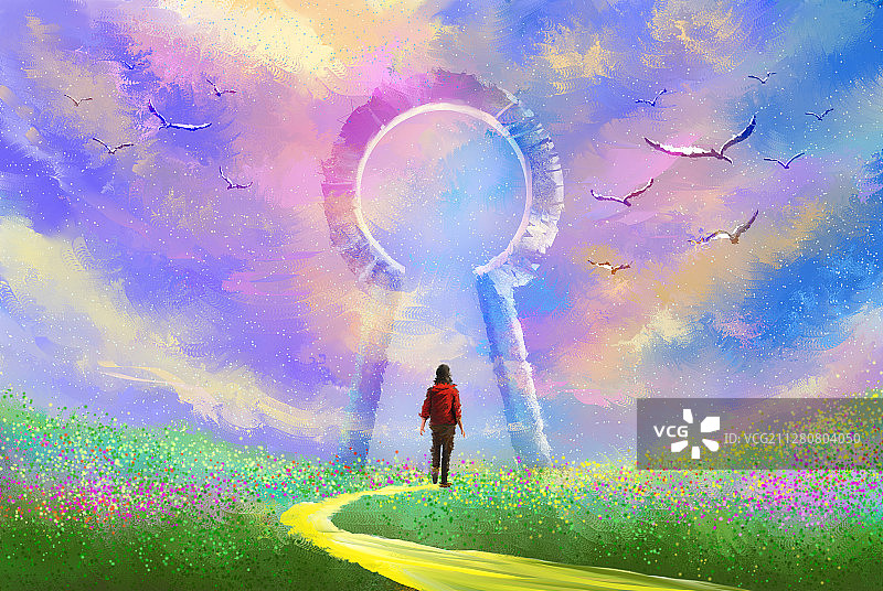 走向远方的女孩图片素材