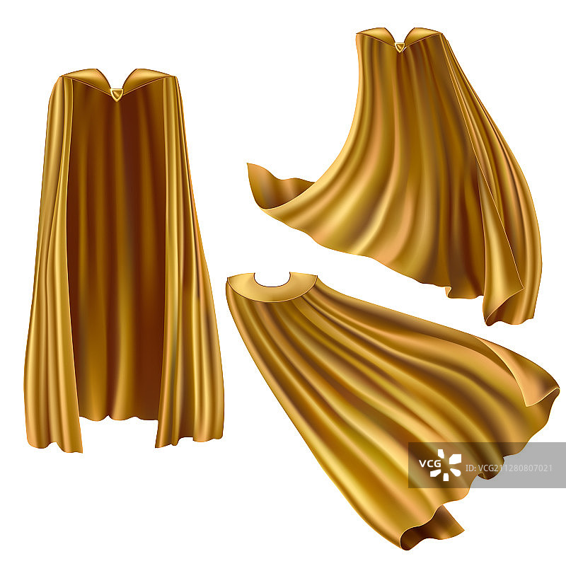 带有三角形别针的金色超级英雄披风图片素材