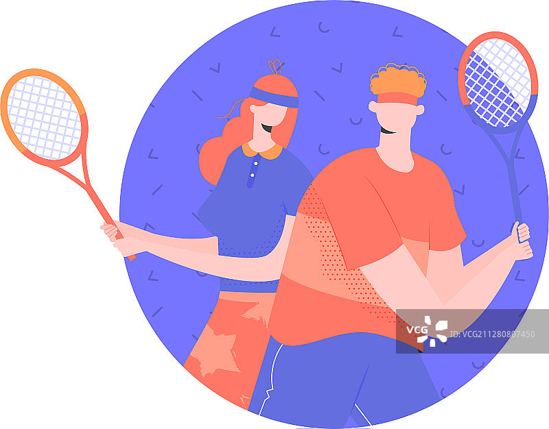 在网球场打球的情侣图片素材