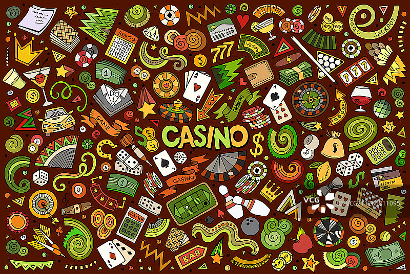 彩色涂鸦卡通赌场图案合集图片素材