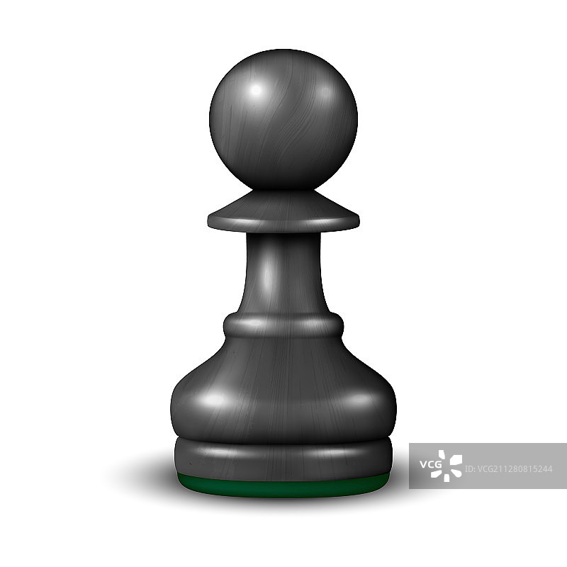 3D逼真黑色木制国际象棋兵图标图片素材