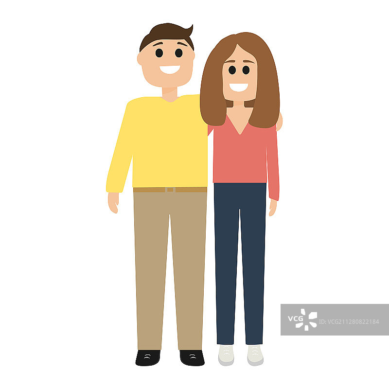 卡通情侣拥抱男人和女人图片素材
