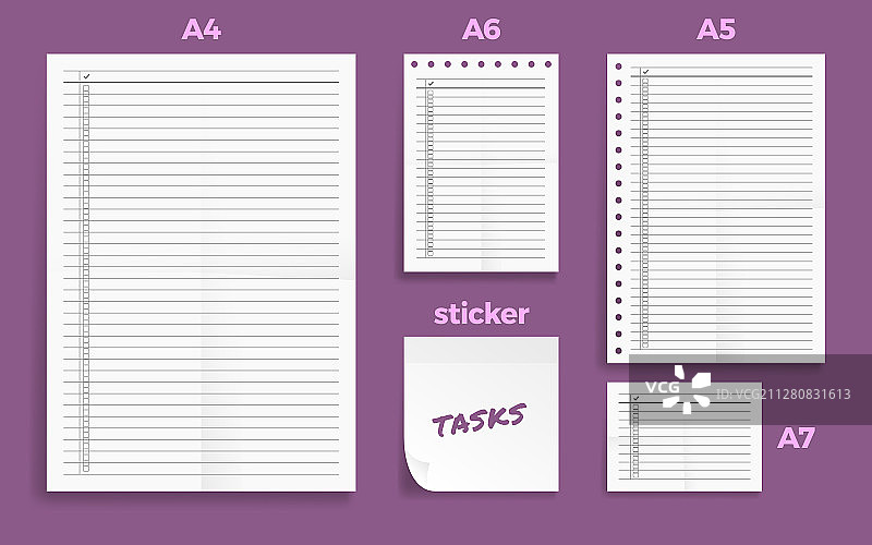 四张标准空白任务系列纸张图片素材