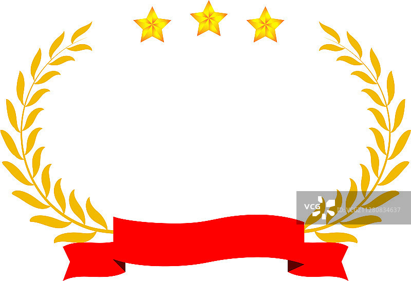 金色三星桂冠圆形边框图片素材