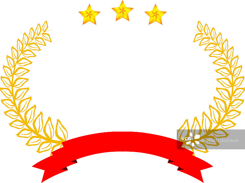 金色三星桂冠圆形边框图片素材