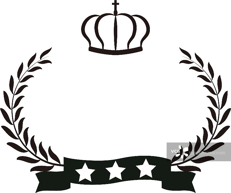 黑白宽圆形框架铜月桂树图片素材