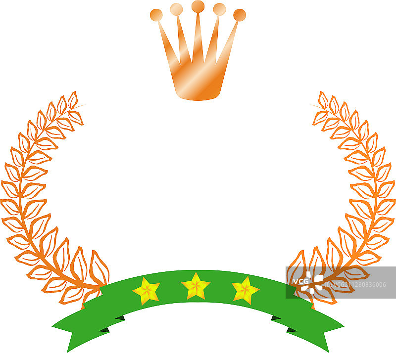 宽圆形框架铜月桂树和皇冠图片素材