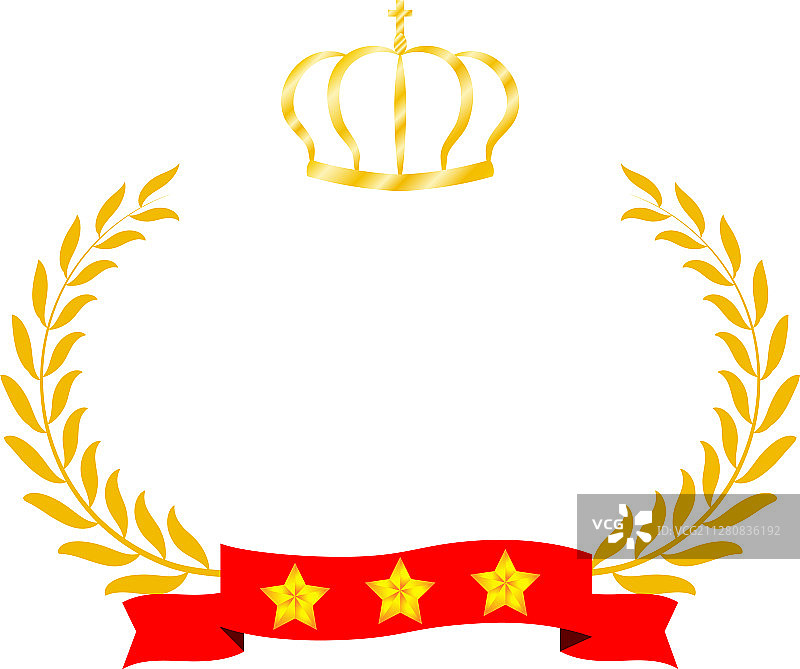 金色桂冠和皇冠的宽圆形框架图片素材