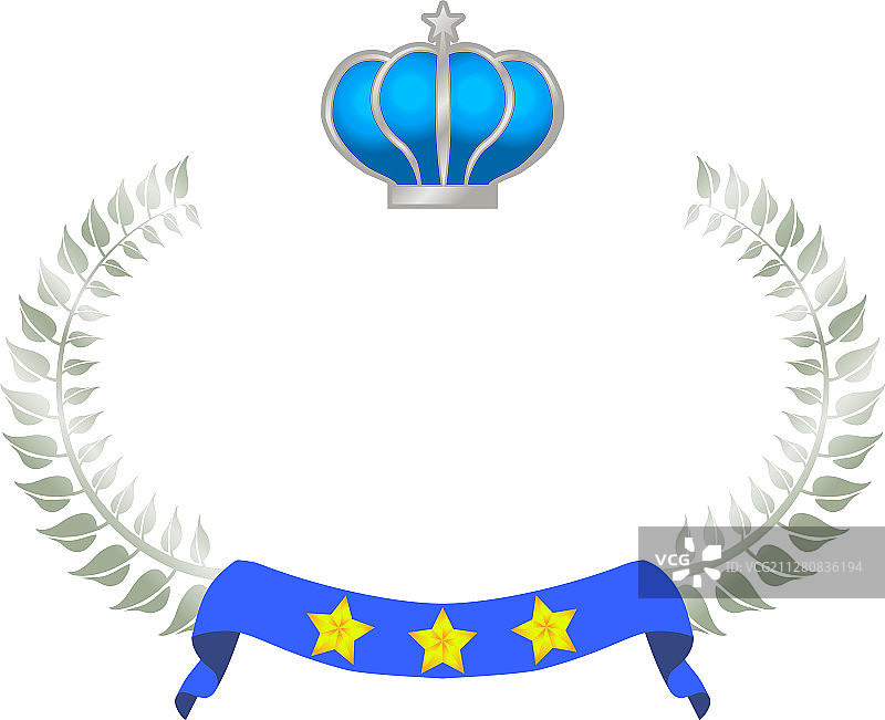 宽圆形框架银色桂冠和皇冠图片素材