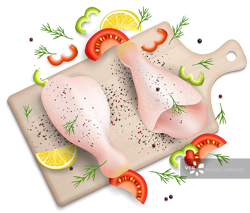砧板上的鸡腿图片素材