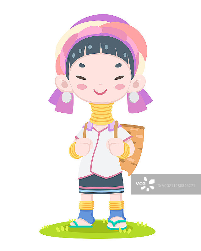 可爱风格的快乐长颈女人图片素材