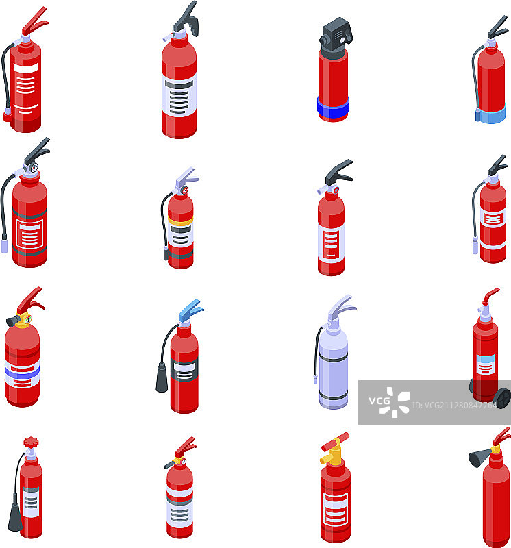 2.5D风格灭火器图标集图片素材