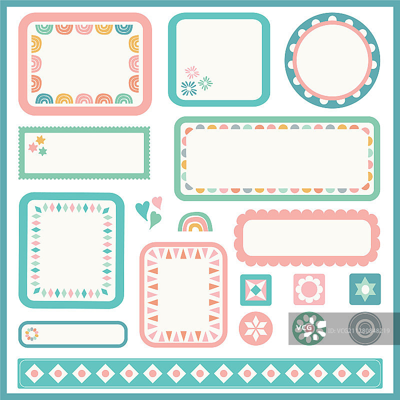 儿童可爱相框和边框套装图片素材