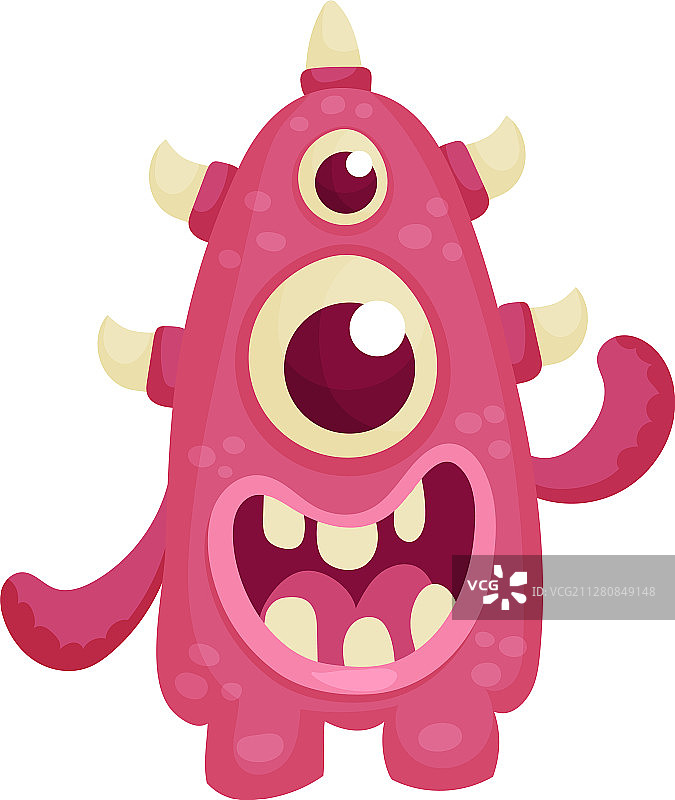 张着嘴站立的滑稽多眼怪物图片素材