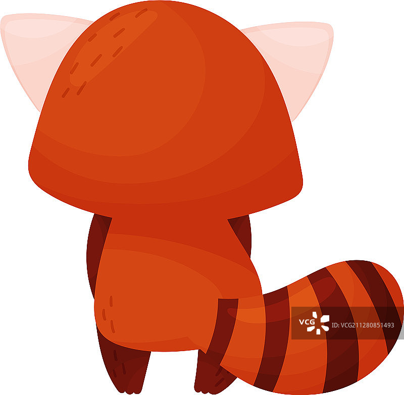 可爱的红色熊猫角色背面图片素材