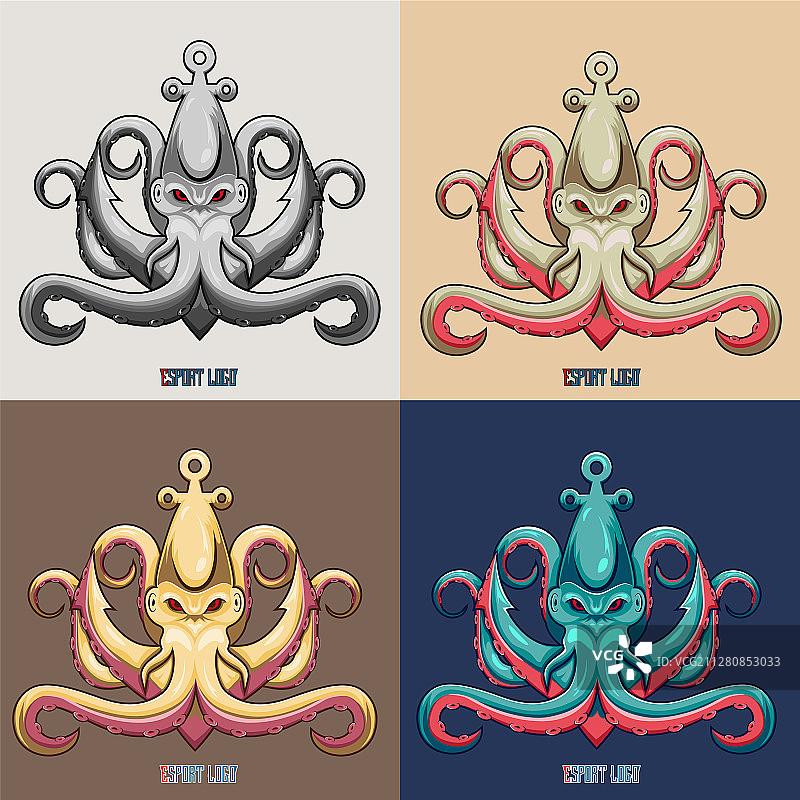 海怪章鱼电竞吉祥物标志图片素材